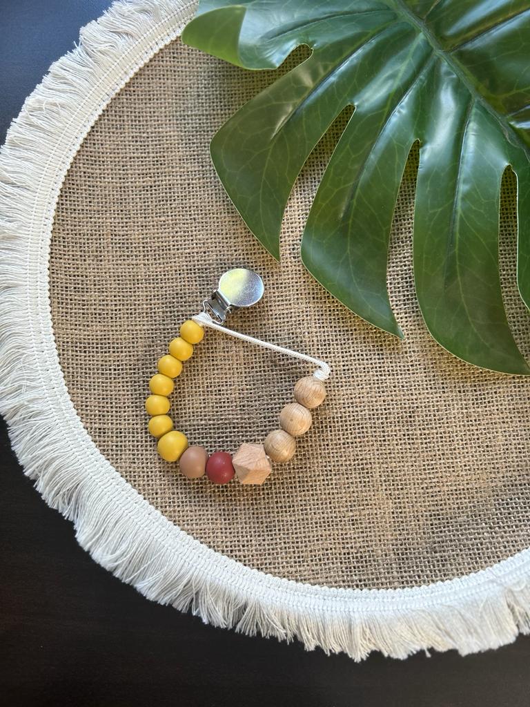 Boho Mustard Dummy Clip & Teether