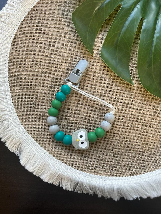 Green Owl Dummy Clip & Teether