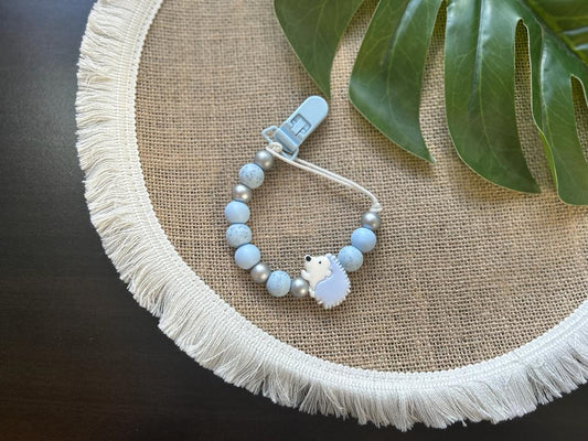 Blue Hedgehog Dummy Clip & Teether