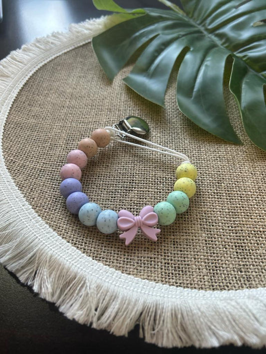 Speckled Rainbow Dummy Clip & Teether