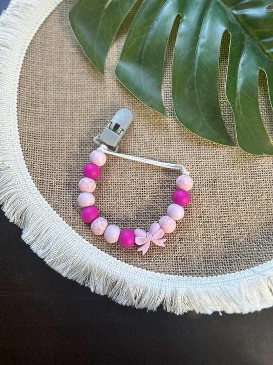 Pink Bow Dummy Clip & Teether