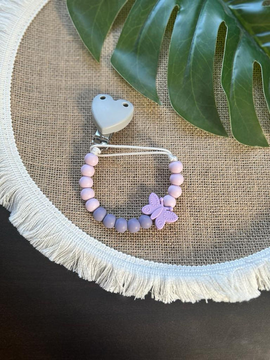 Purple Butterfly Dummy Clip & Teether