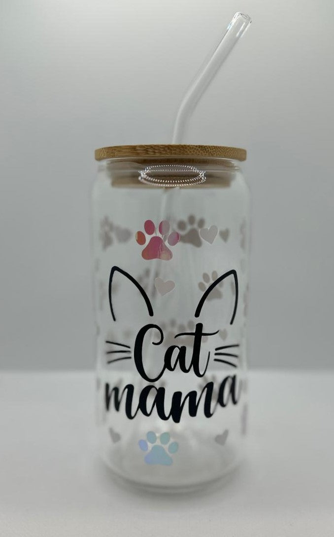 Cat Mama Glass Libbey Tumbler Cup