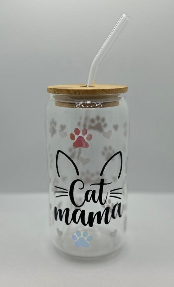 Cat Mama Glass Libbey Tumbler Cup