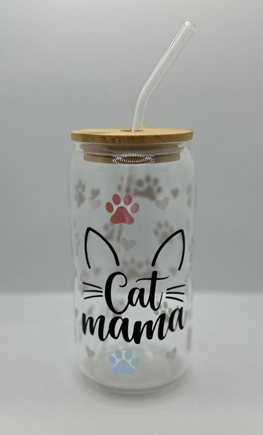 Cat Mama Glass Libbey Tumbler Cup
