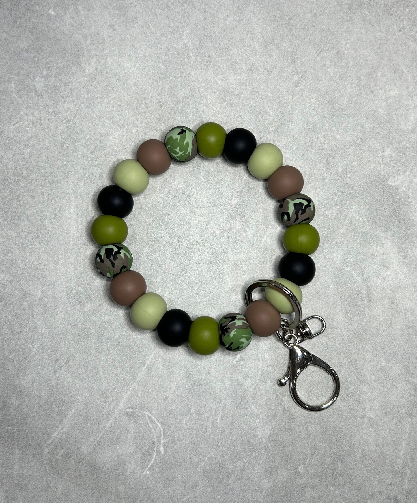 Green Camo Wristlet Keychain 15mm
