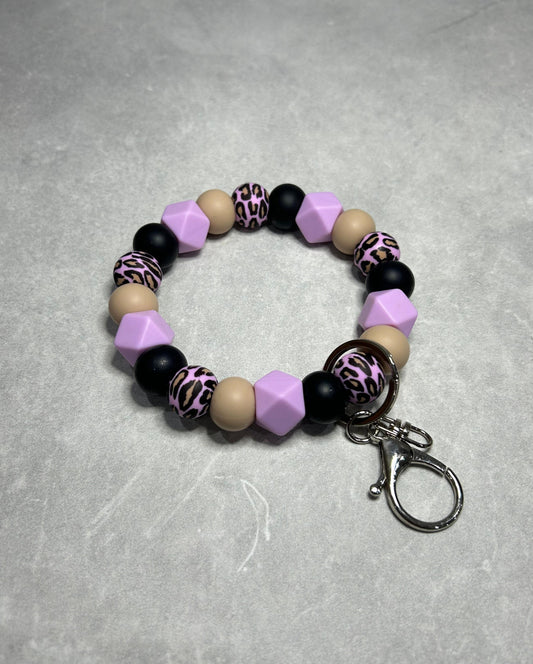 Purple Leopard Wristlet Keychain 15mm