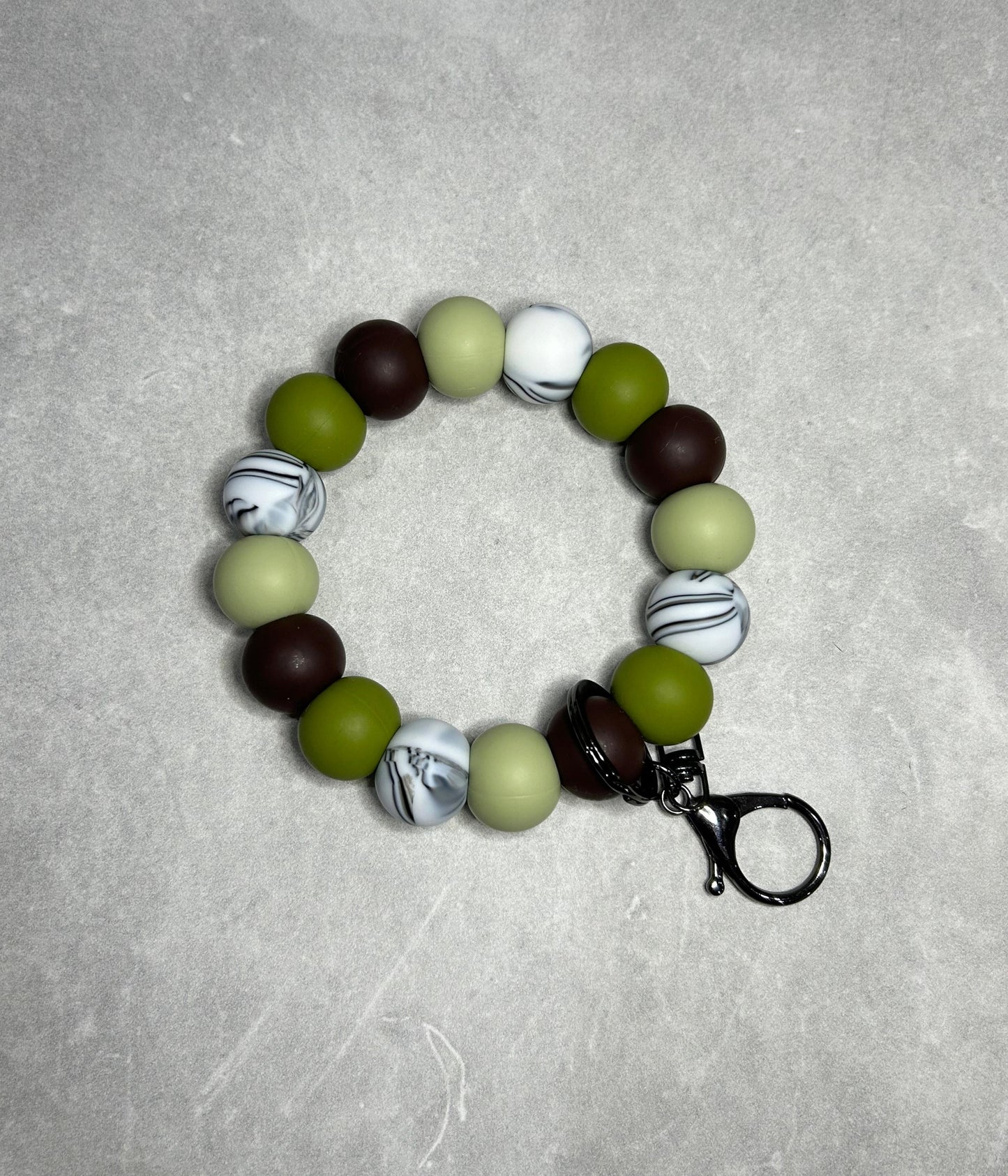 Green Zebra Wristlet Keychain 19mm