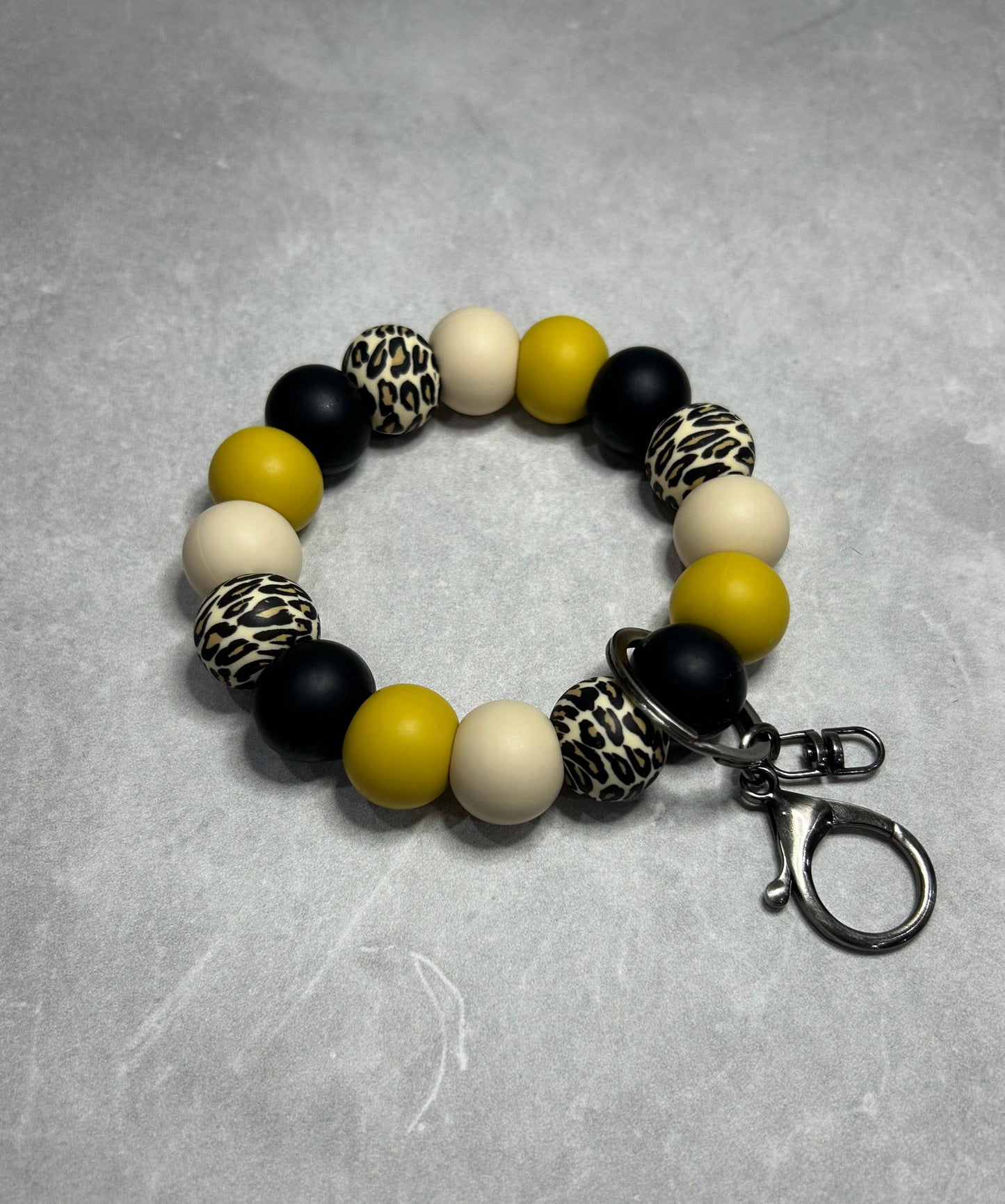 Mustard Leopard Wristlet Keychain 19mm
