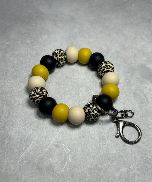 Mustard Leopard Wristlet Keychain 19mm