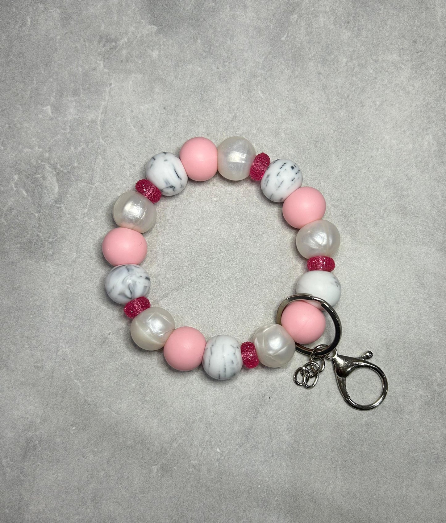 Light Pink Pearl Wristlet Keychain 19mm