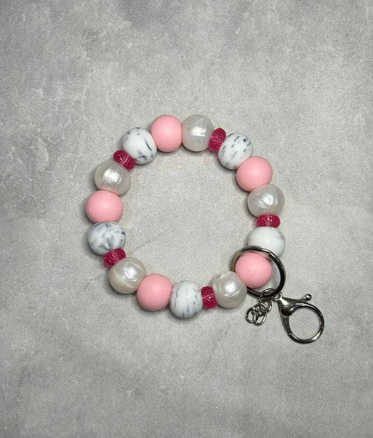 Light Pink Pearl Wristlet Keychain 19mm