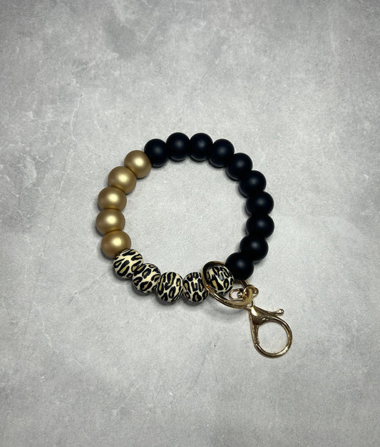 Gold Leopard Wristlet Keychain 15mm